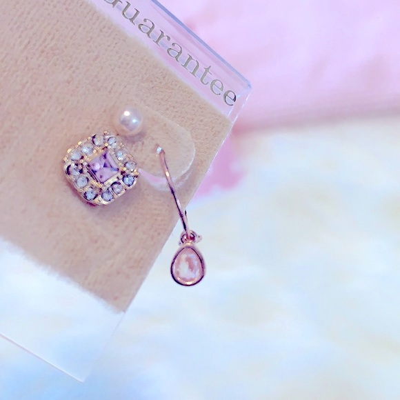New & Lovely» 3pairs of Dainty Pink Rose Gold Earrings Set;•Pearls •Hoop •Square - Picture 8 of 14